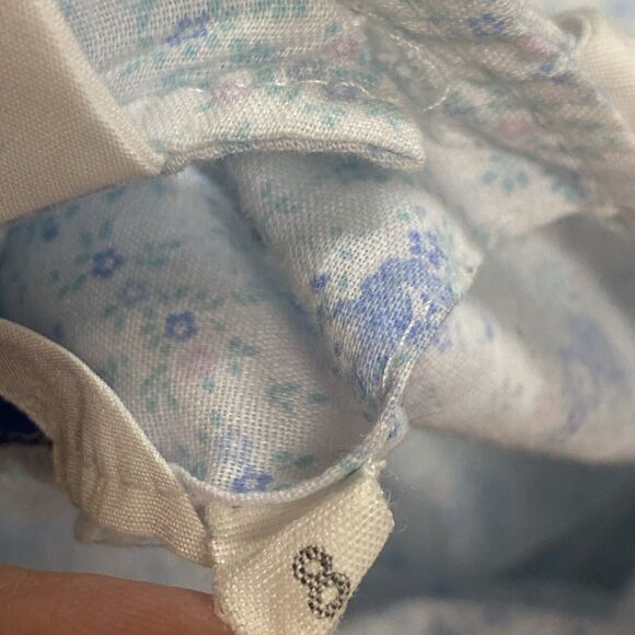 Vintage Golden Age Formal Dress Size 8 Blue & White Ruffled Lace Round Tiered - Picture 9 of 12